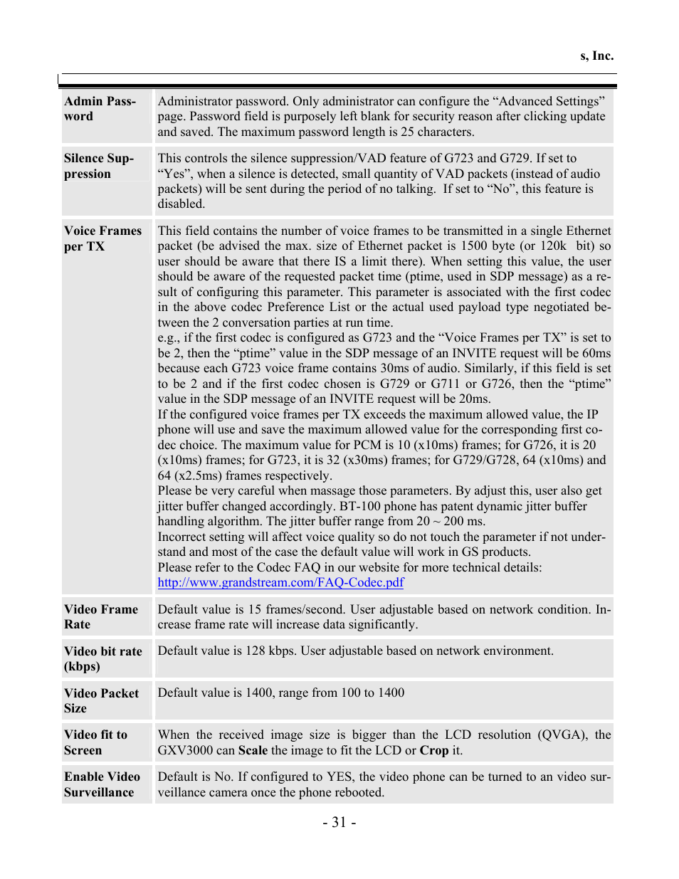 Grandstream Networks GXV-3000 User Manual | Page 31 / 62