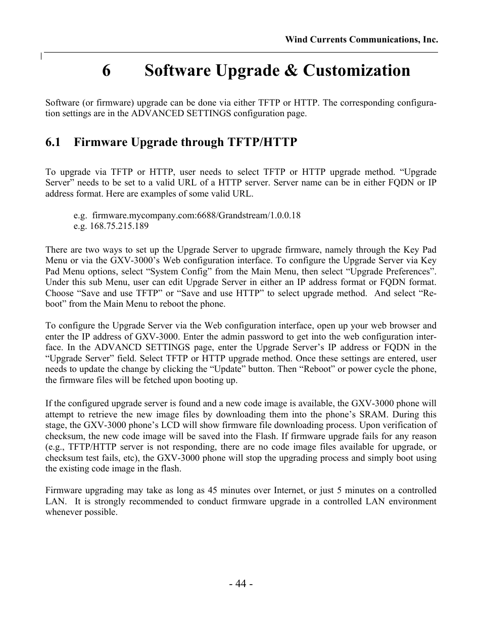 6software upgrade & customization | Grandstream Networks GXV-3000 User Manual | Page 44 / 62