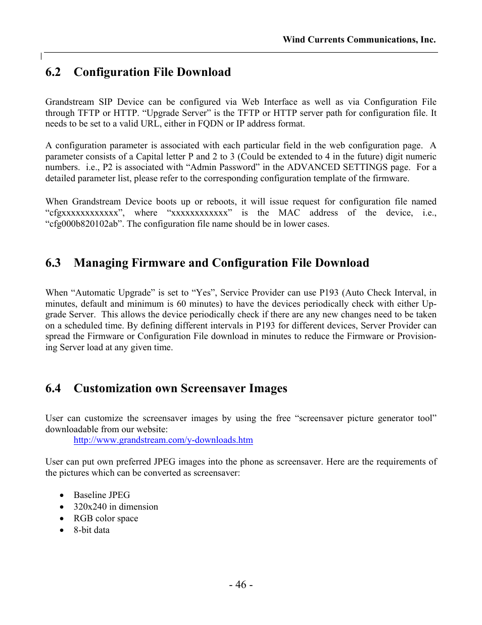 2 configuration file download, 4 customization own screensaver images | Grandstream Networks GXV-3000 User Manual | Page 46 / 62