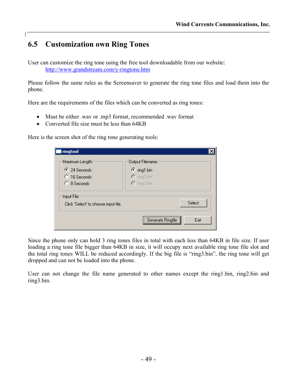 5 customization own ring tones | Grandstream Networks GXV-3000 User Manual | Page 49 / 62