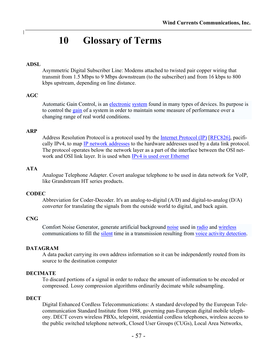 10 glossary of terms | Grandstream Networks GXV-3000 User Manual | Page 57 / 62