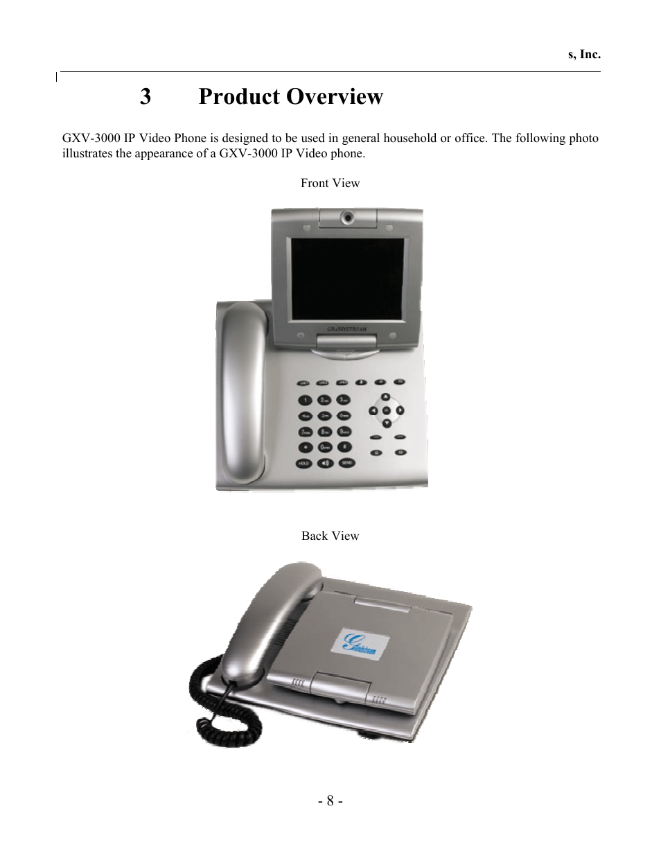 3product overview | Grandstream Networks GXV-3000 User Manual | Page 8 / 62