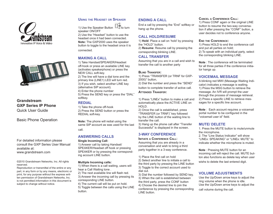 Grandstream Networks IP Phone User Manual | 1 page