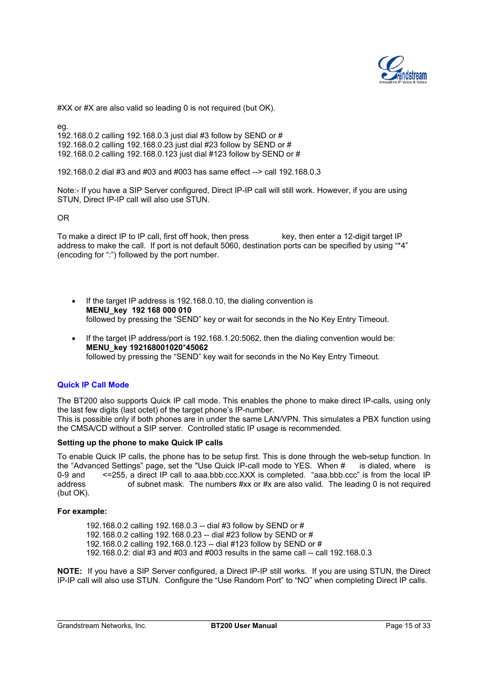 Grandstream Networks 200 User Manual | Page 15 / 33