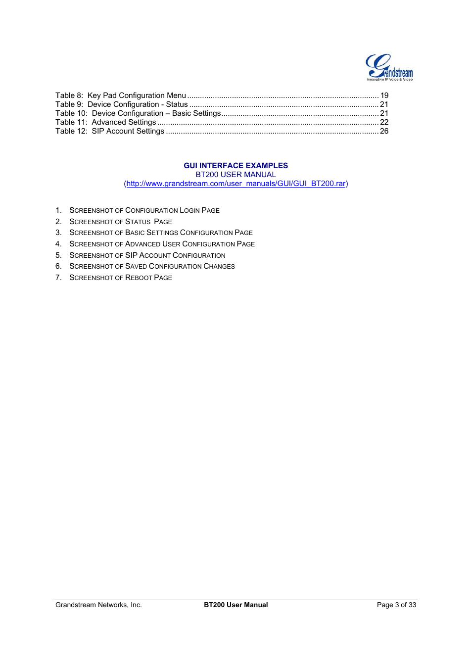 Grandstream Networks 200 User Manual | Page 3 / 33