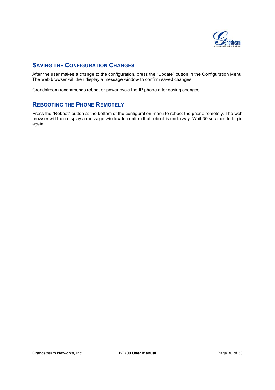 Grandstream Networks 200 User Manual | Page 30 / 33