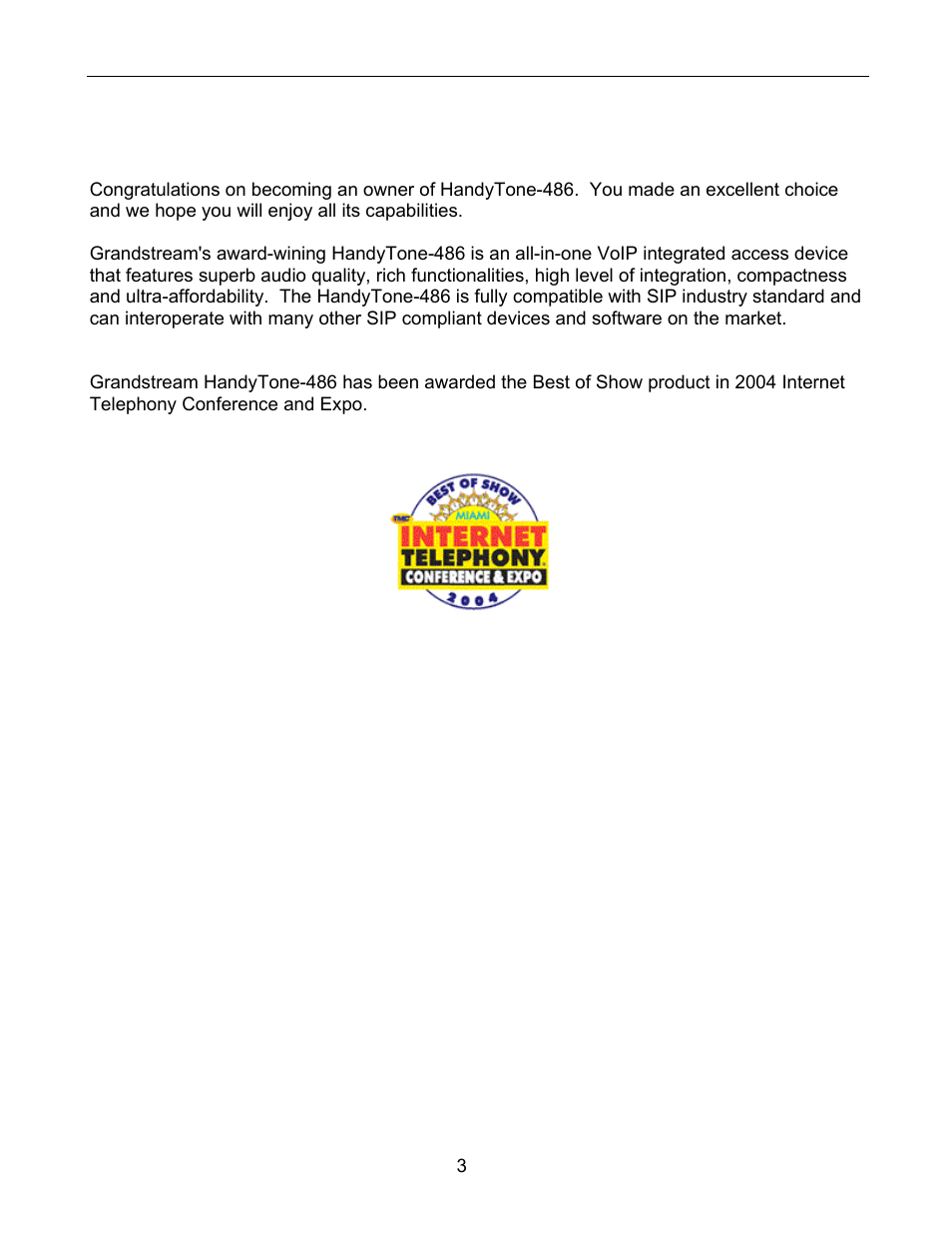 1 welcome | Grandstream Networks 486 User Manual | Page 3 / 28