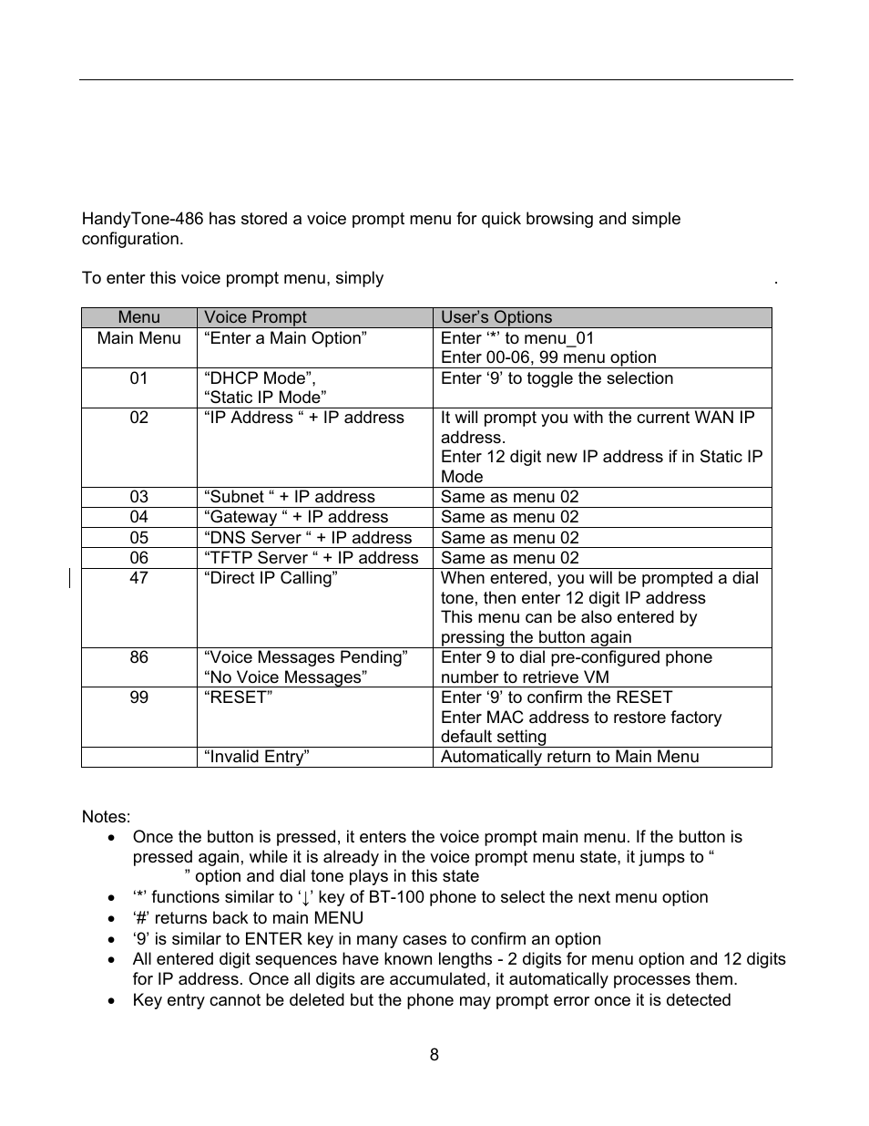 5 basic operations, Get familiar with key pad and voice prompt | Grandstream Networks 486 User Manual | Page 8 / 28