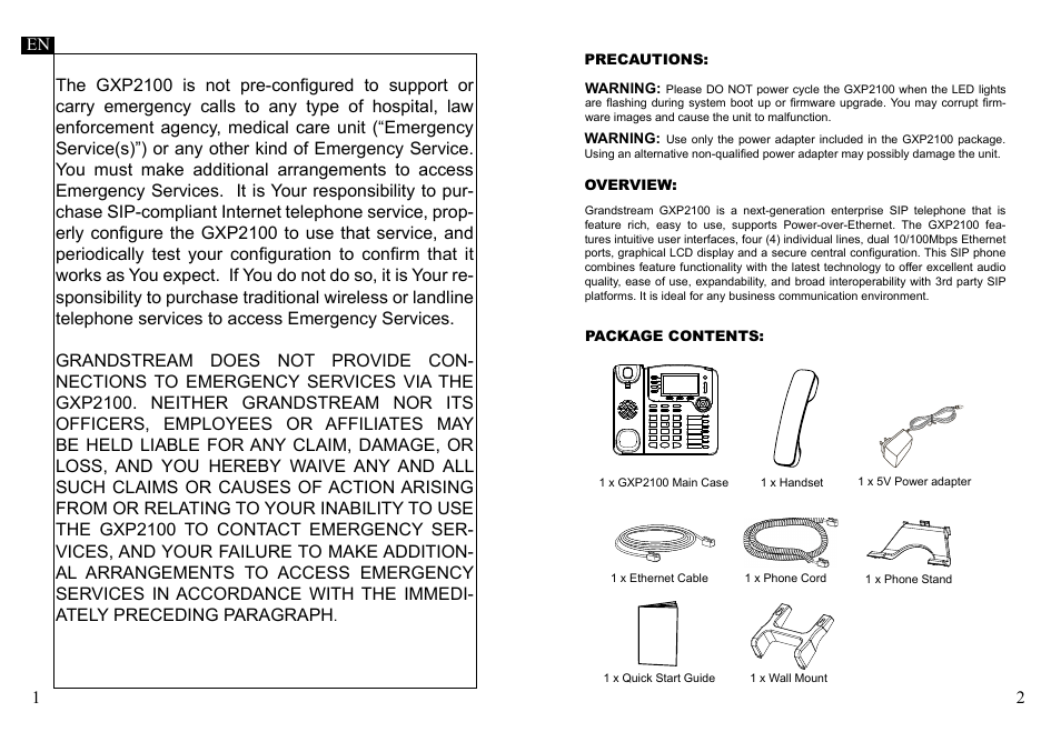 Grandstream Networks GXP2100 User Manual | Page 3 / 23