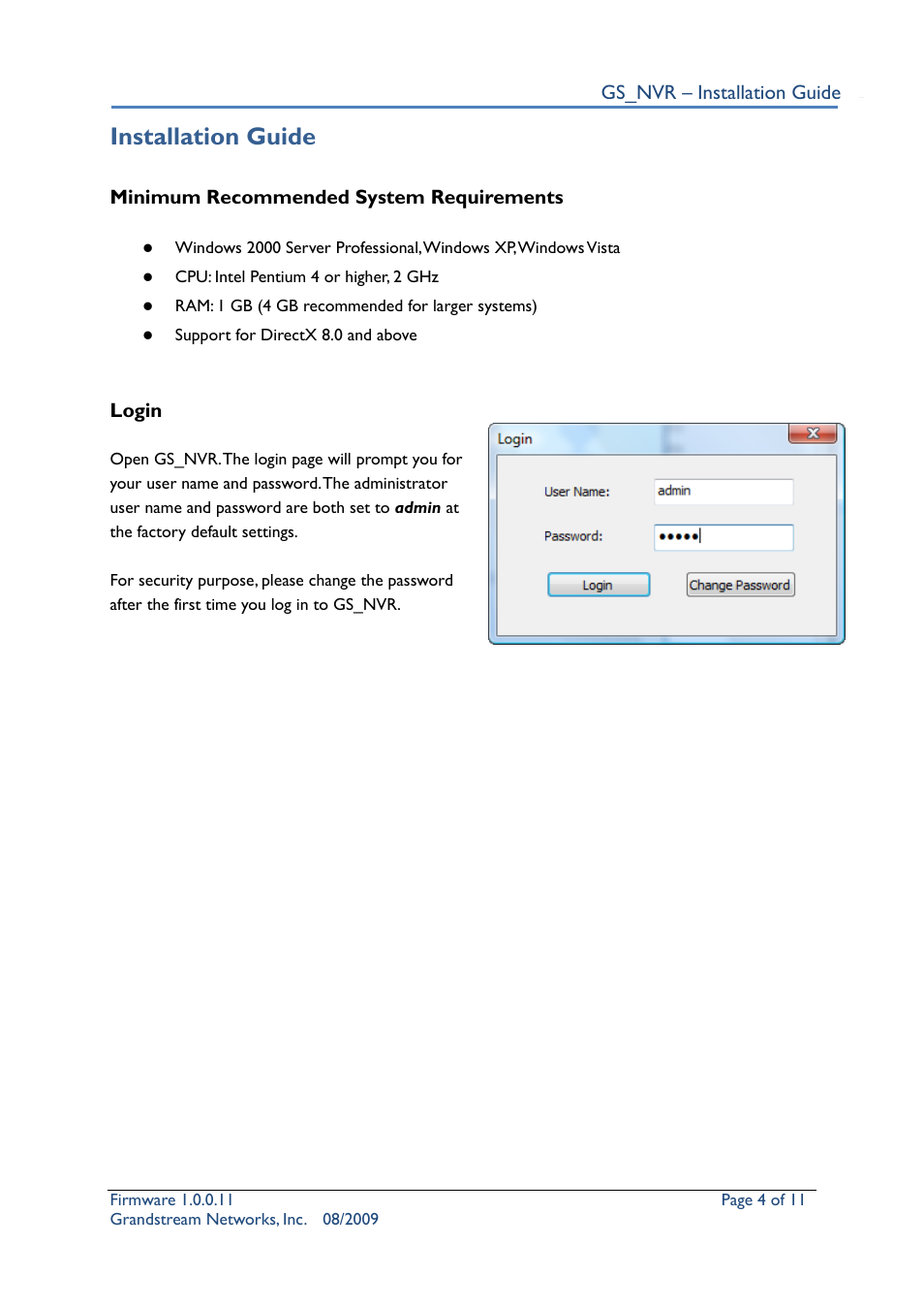 Installation guide | Grandstream Networks Security Camera User Manual | Page 4 / 11