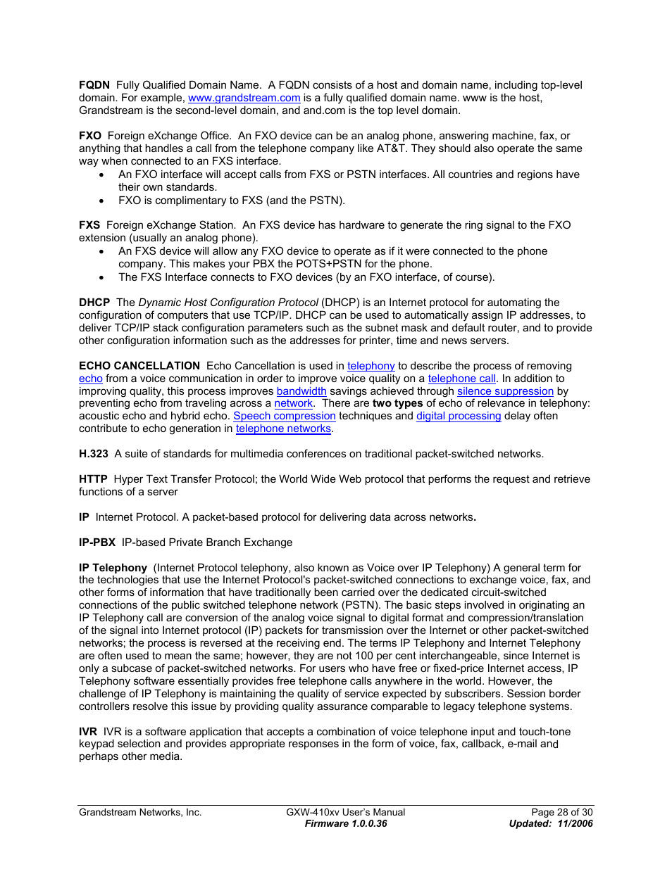 Grandstream Networks GXW-410xv User Manual | Page 28 / 30