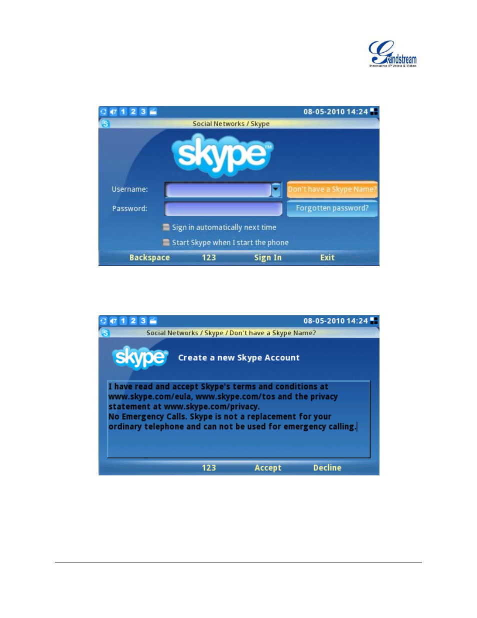 Creating a skype account | Grandstream Networks GXV3140 User Manual | Page 3 / 18