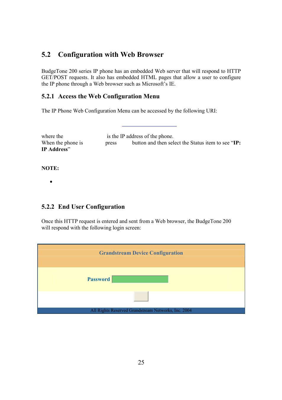 2 configuration with web browser | Grandstream Networks BudgeTone-200 User Manual | Page 25 / 54