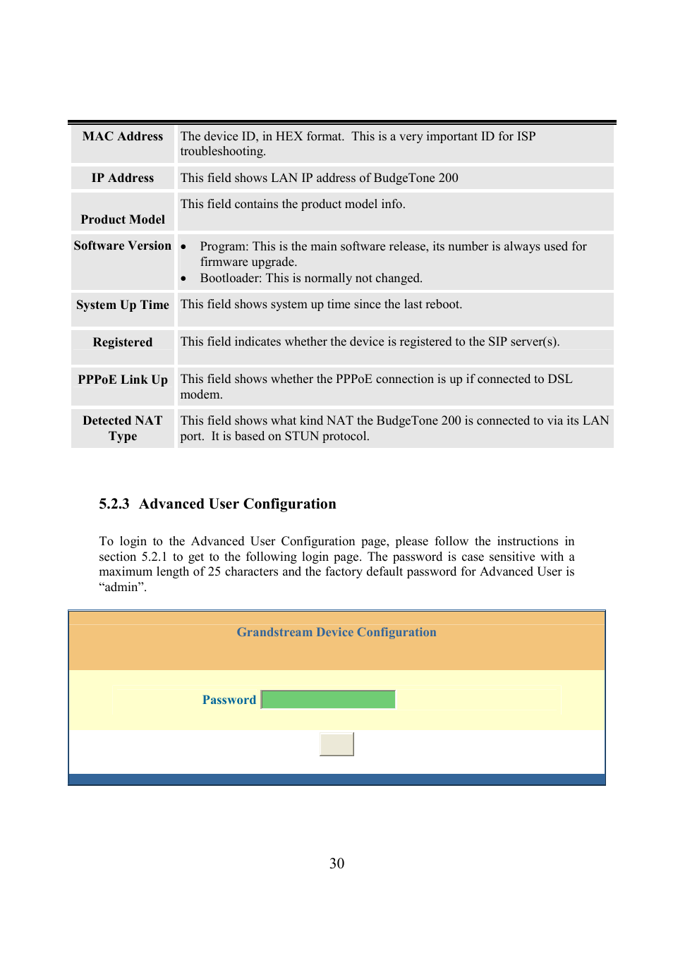 Grandstream Networks BudgeTone-200 User Manual | Page 30 / 54