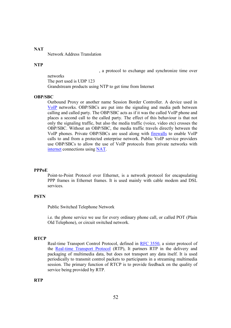 Grandstream Networks BudgeTone-200 User Manual | Page 52 / 54