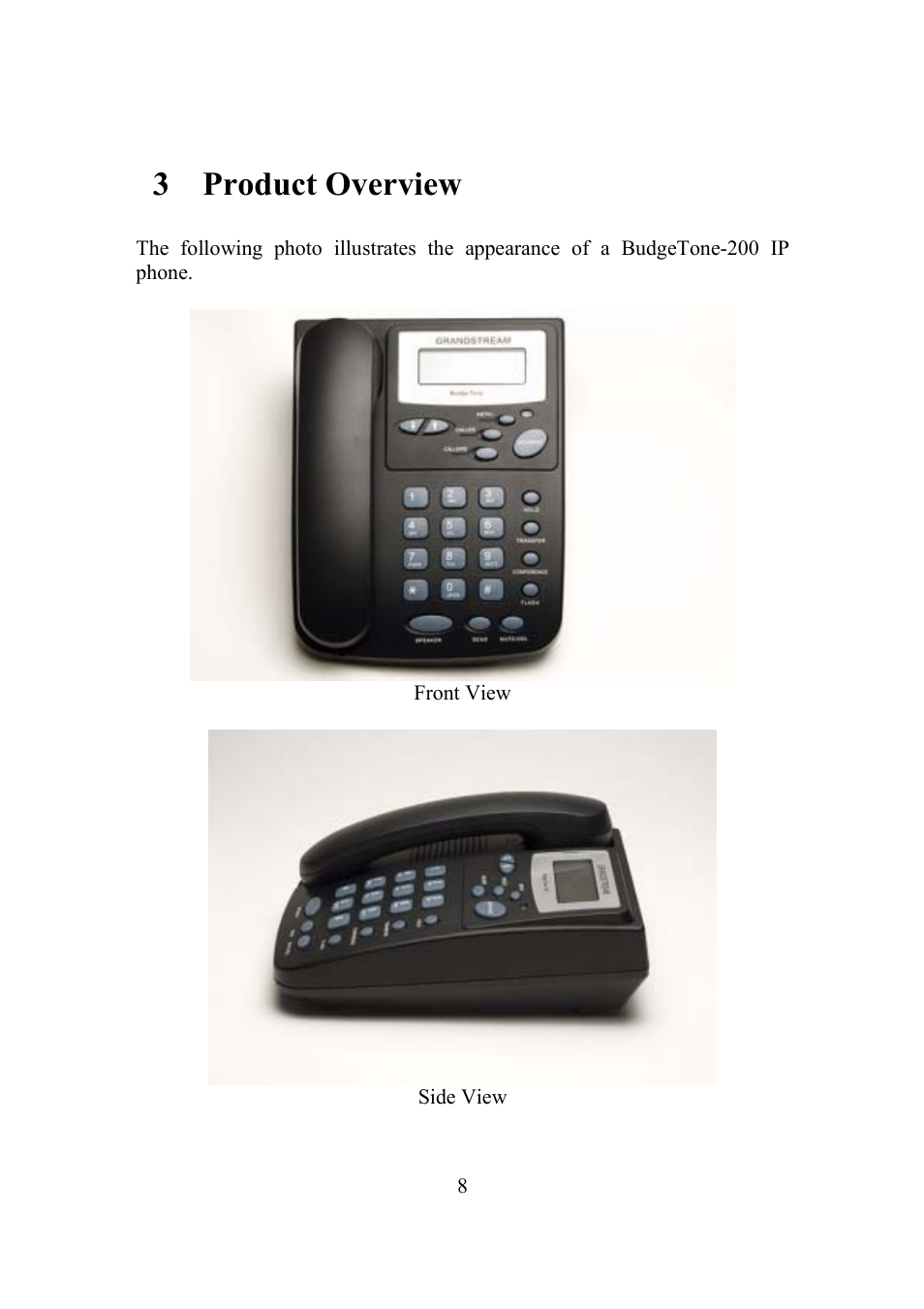 3 product overview | Grandstream Networks BudgeTone-200 User Manual | Page 8 / 54