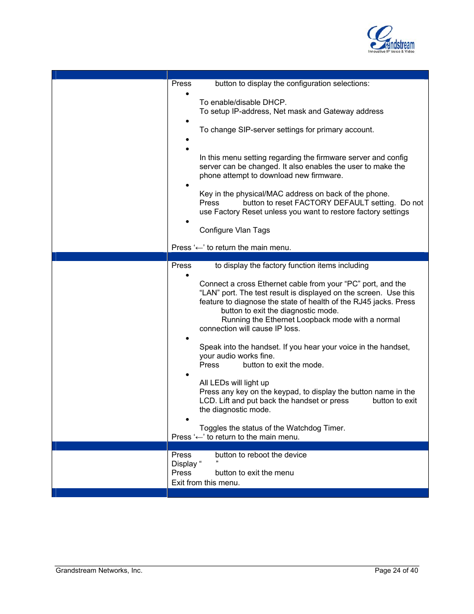 Grandstream Networks GXP Series User Manual | Page 24 / 40
