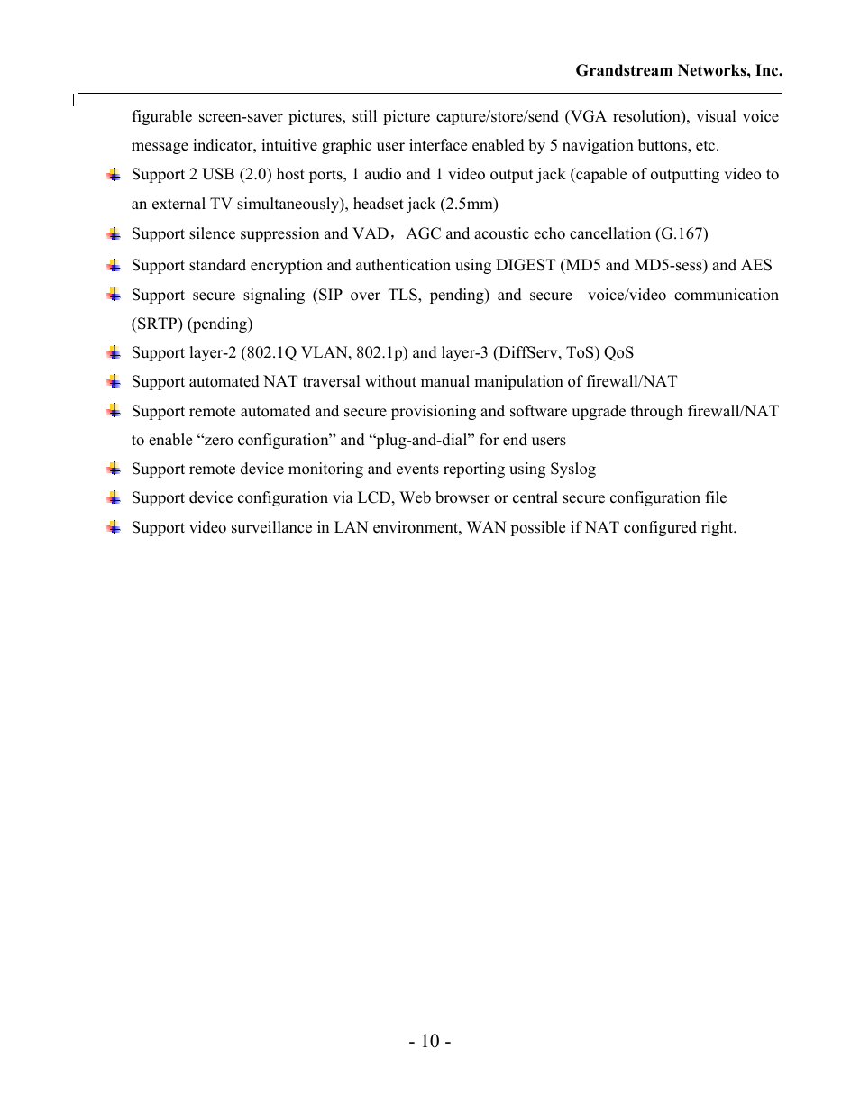 Grandstream Networks Grandstream GXV-3000 User Manual | Page 10 / 62