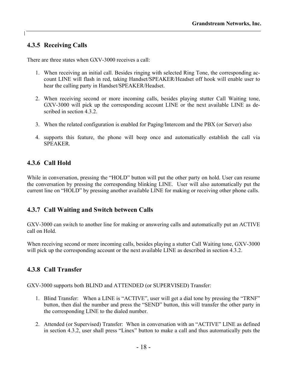 Grandstream Networks Grandstream GXV-3000 User Manual | Page 18 / 62