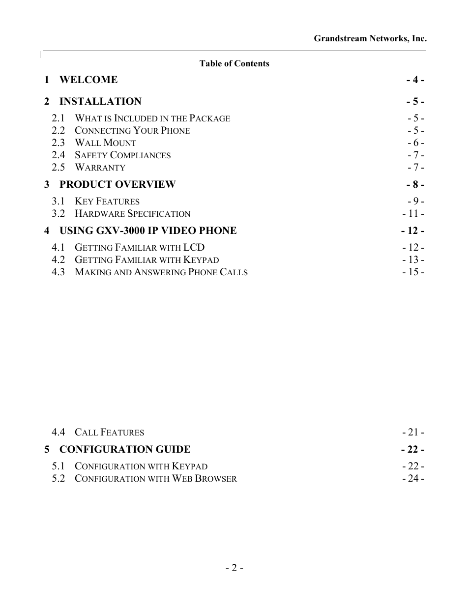 Grandstream Networks Grandstream GXV-3000 User Manual | Page 2 / 62
