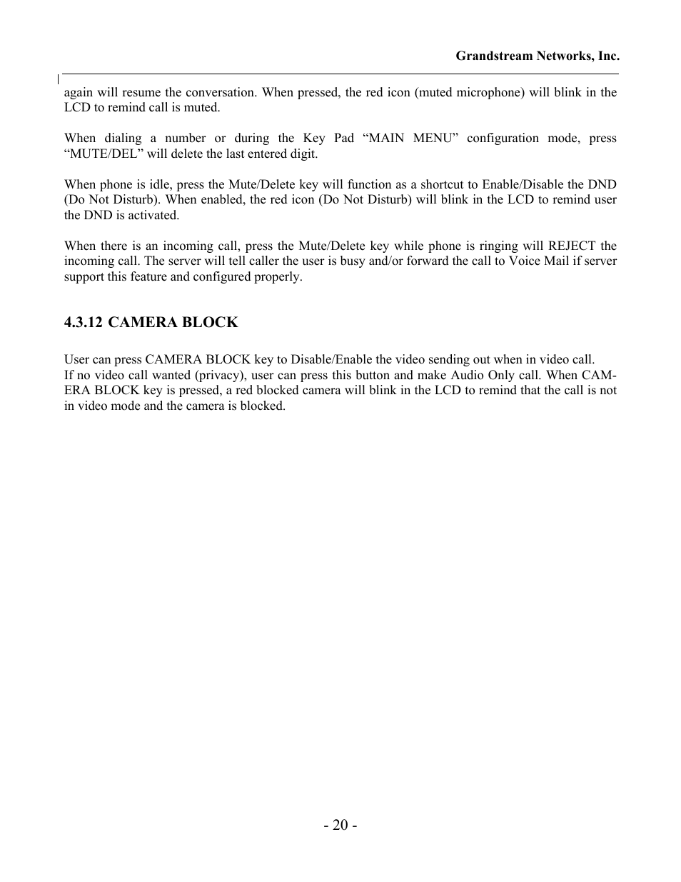 Grandstream Networks Grandstream GXV-3000 User Manual | Page 20 / 62