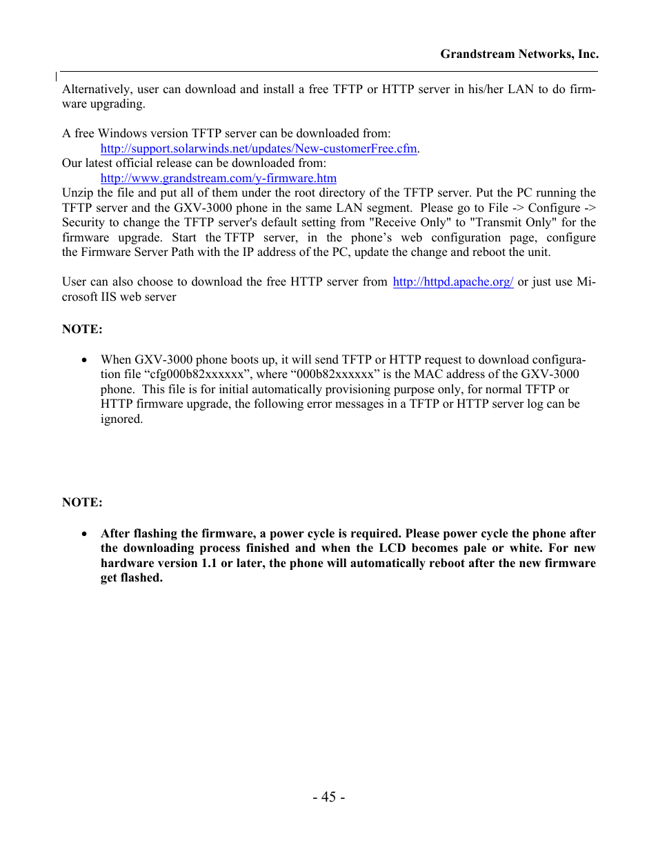 Grandstream Networks Grandstream GXV-3000 User Manual | Page 45 / 62