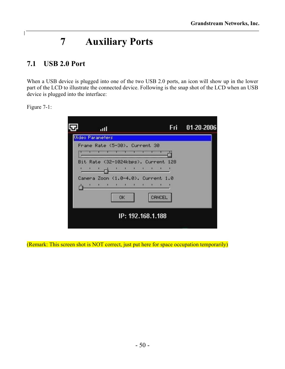 7auxiliary ports | Grandstream Networks Grandstream GXV-3000 User Manual | Page 50 / 62
