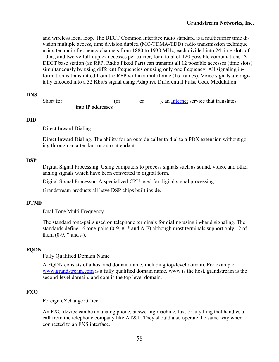 Grandstream Networks Grandstream GXV-3000 User Manual | Page 58 / 62