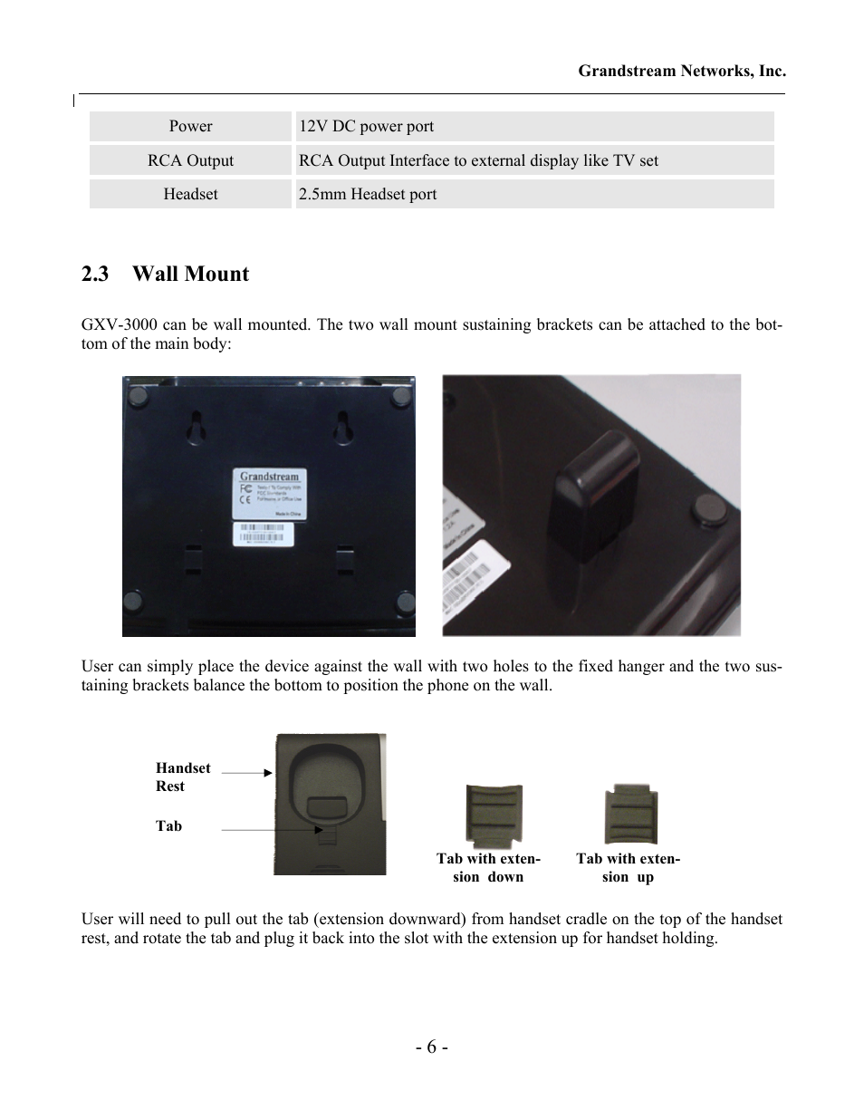 3 wall mount | Grandstream Networks Grandstream GXV-3000 User Manual | Page 6 / 62