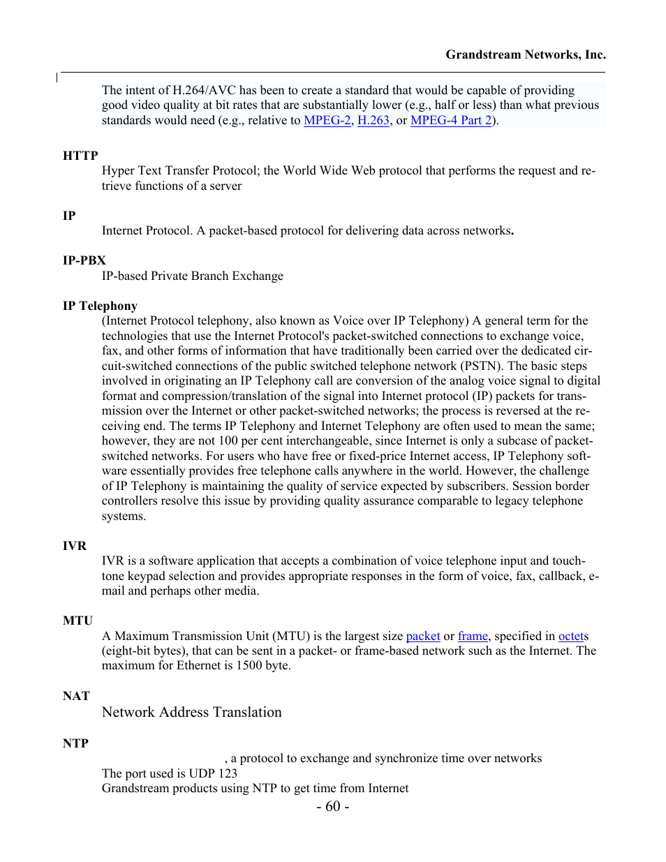 Grandstream Networks Grandstream GXV-3000 User Manual | Page 60 / 62
