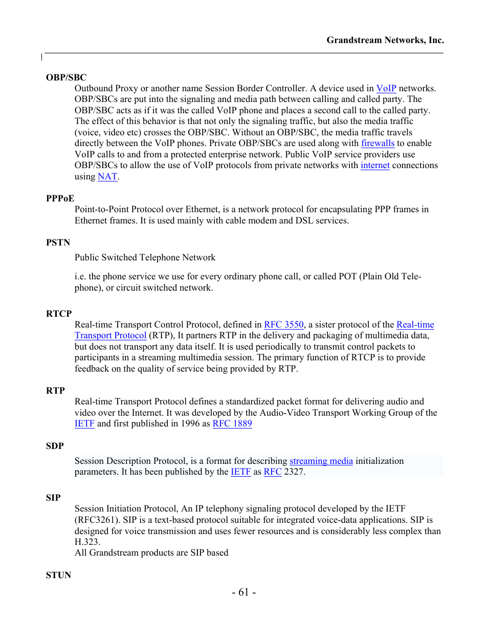 Grandstream Networks Grandstream GXV-3000 User Manual | Page 61 / 62