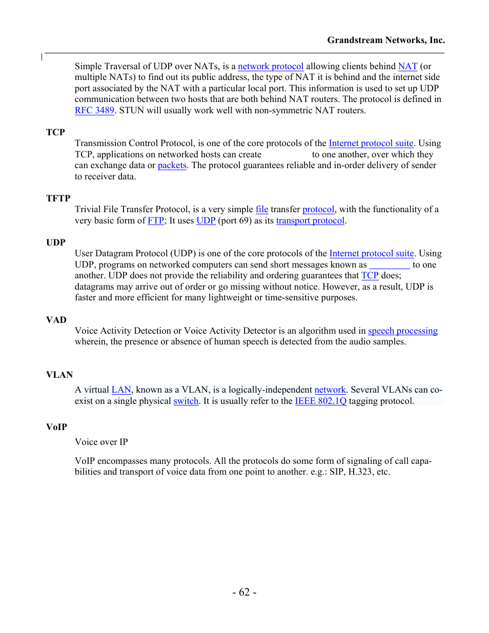 Grandstream Networks Grandstream GXV-3000 User Manual | Page 62 / 62