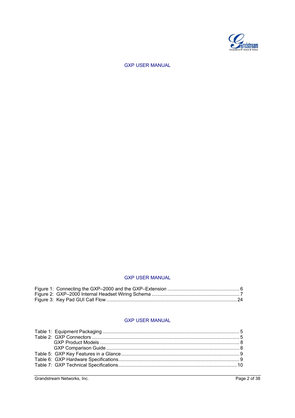 Grandstream Networks Grandstream GXP-2010 User Manual | Page 2 / 38