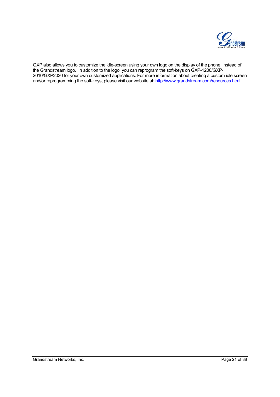 Customizable idle screen and soft-buttons | Grandstream Networks Grandstream GXP-2010 User Manual | Page 21 / 38
