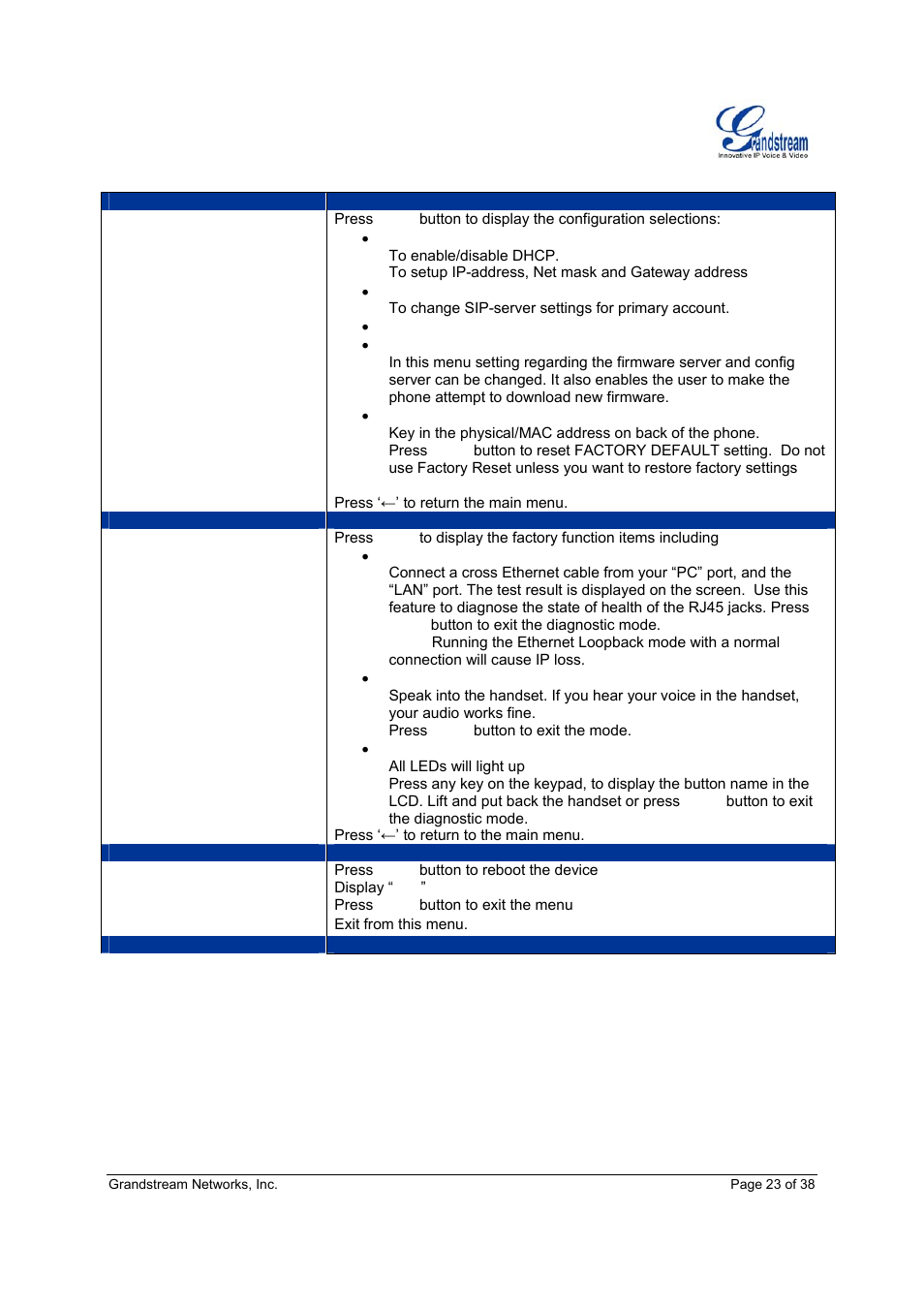 Grandstream Networks Grandstream GXP-2010 User Manual | Page 23 / 38