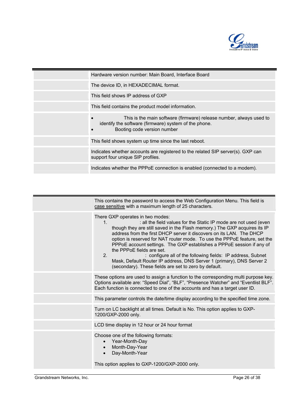 Grandstream Networks Grandstream GXP-2010 User Manual | Page 26 / 38