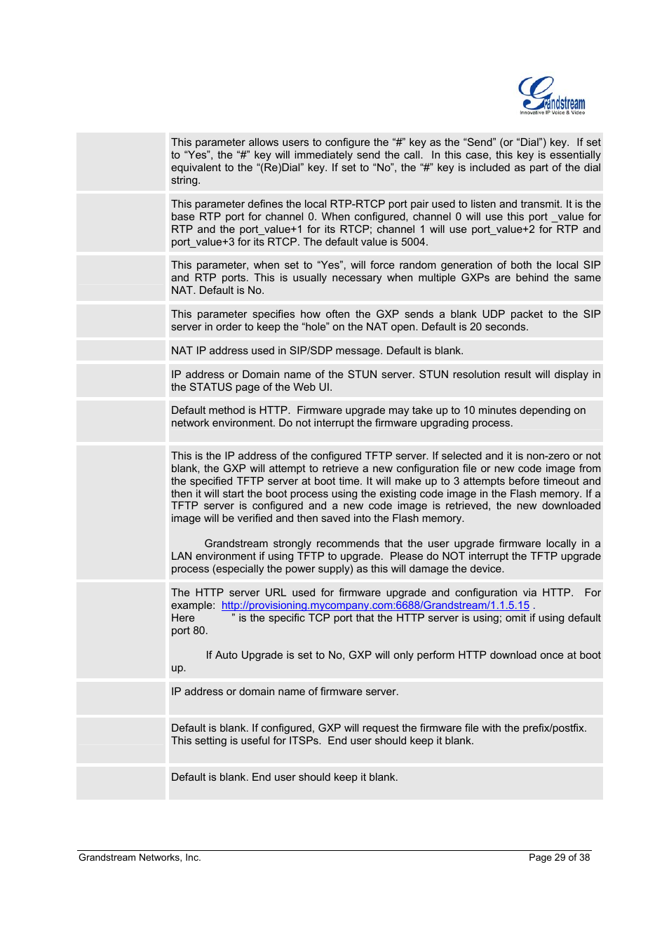Grandstream Networks Grandstream GXP-2010 User Manual | Page 29 / 38