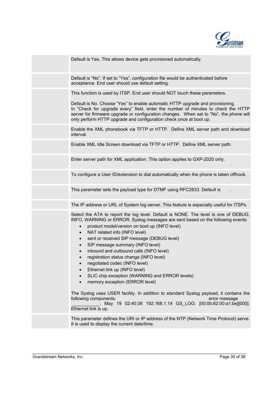 Grandstream Networks Grandstream GXP-2010 User Manual | Page 30 / 38