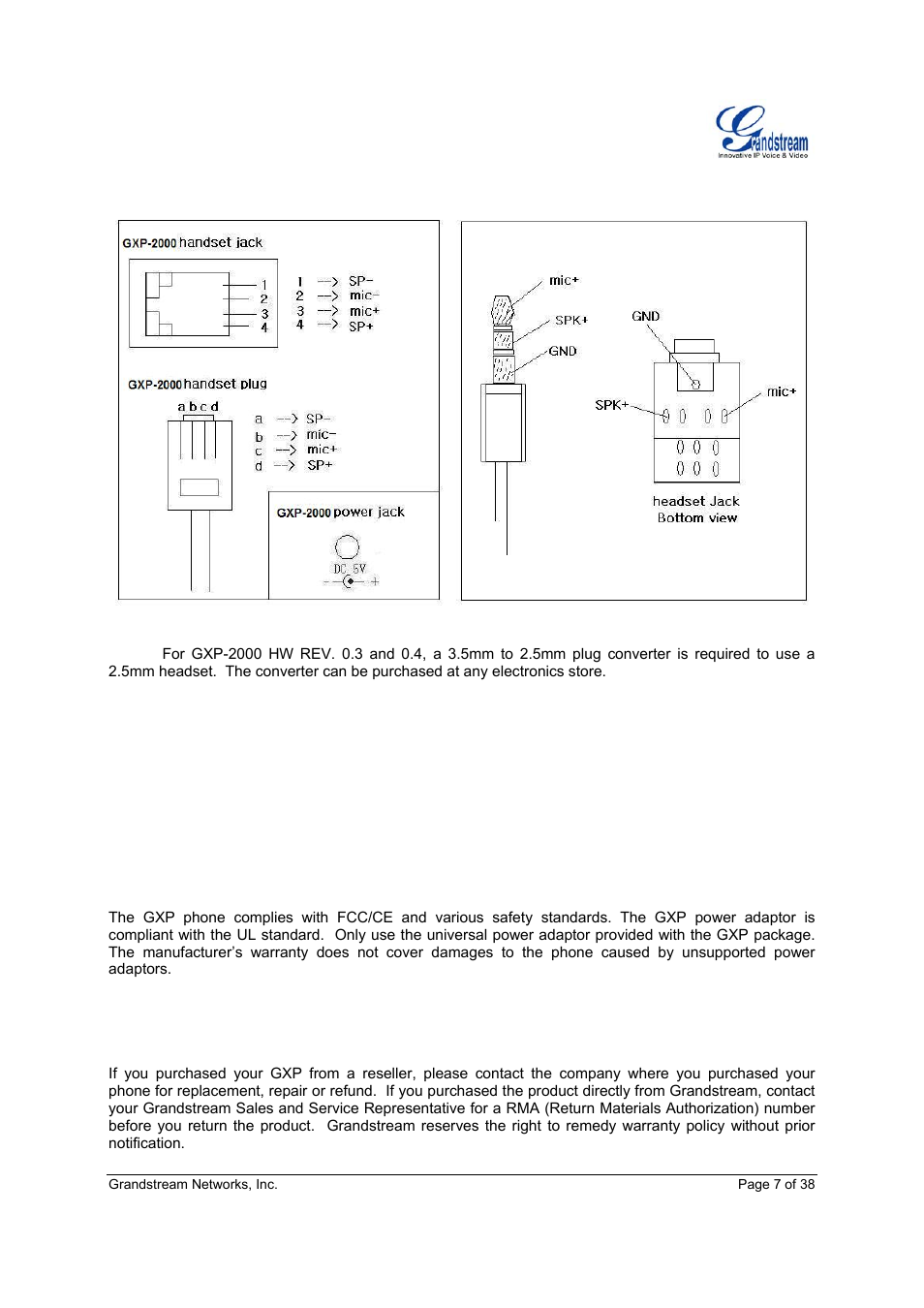 Grandstream Networks Grandstream GXP-2010 User Manual | Page 7 / 38