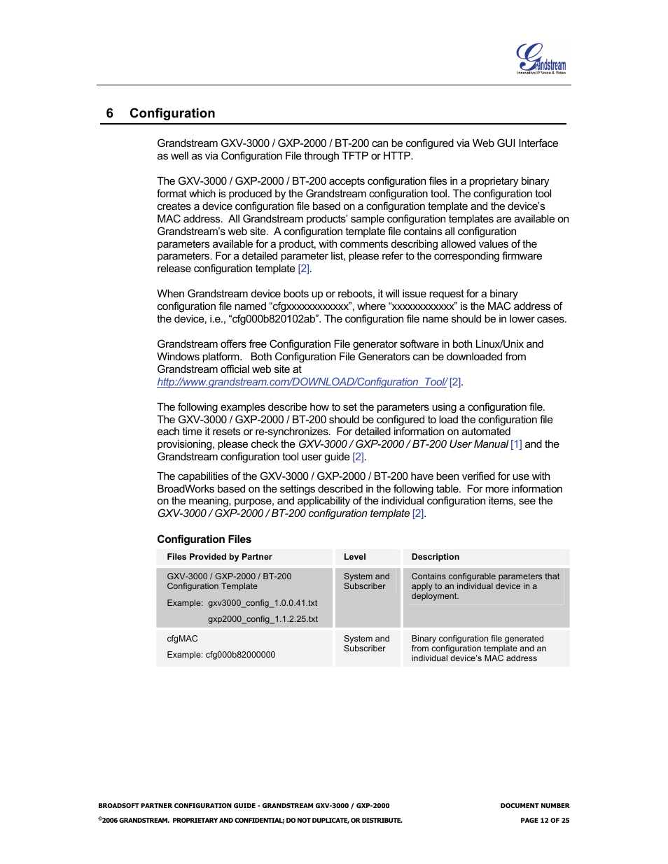 6 configuration, Configuration | Grandstream Networks Grandstream GXP-2000 User Manual | Page 12 / 25