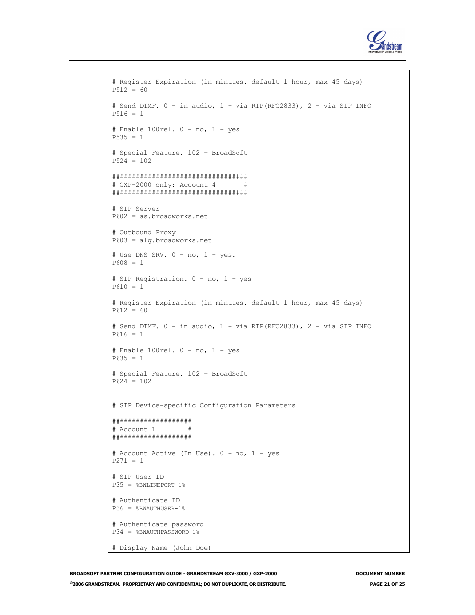 Grandstream Networks Grandstream GXP-2000 User Manual | Page 21 / 25