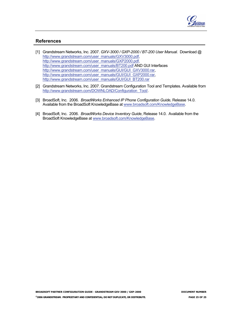 References, 200 user manual, Tool user guide | Grandstream Networks Grandstream GXP-2000 User Manual | Page 25 / 25