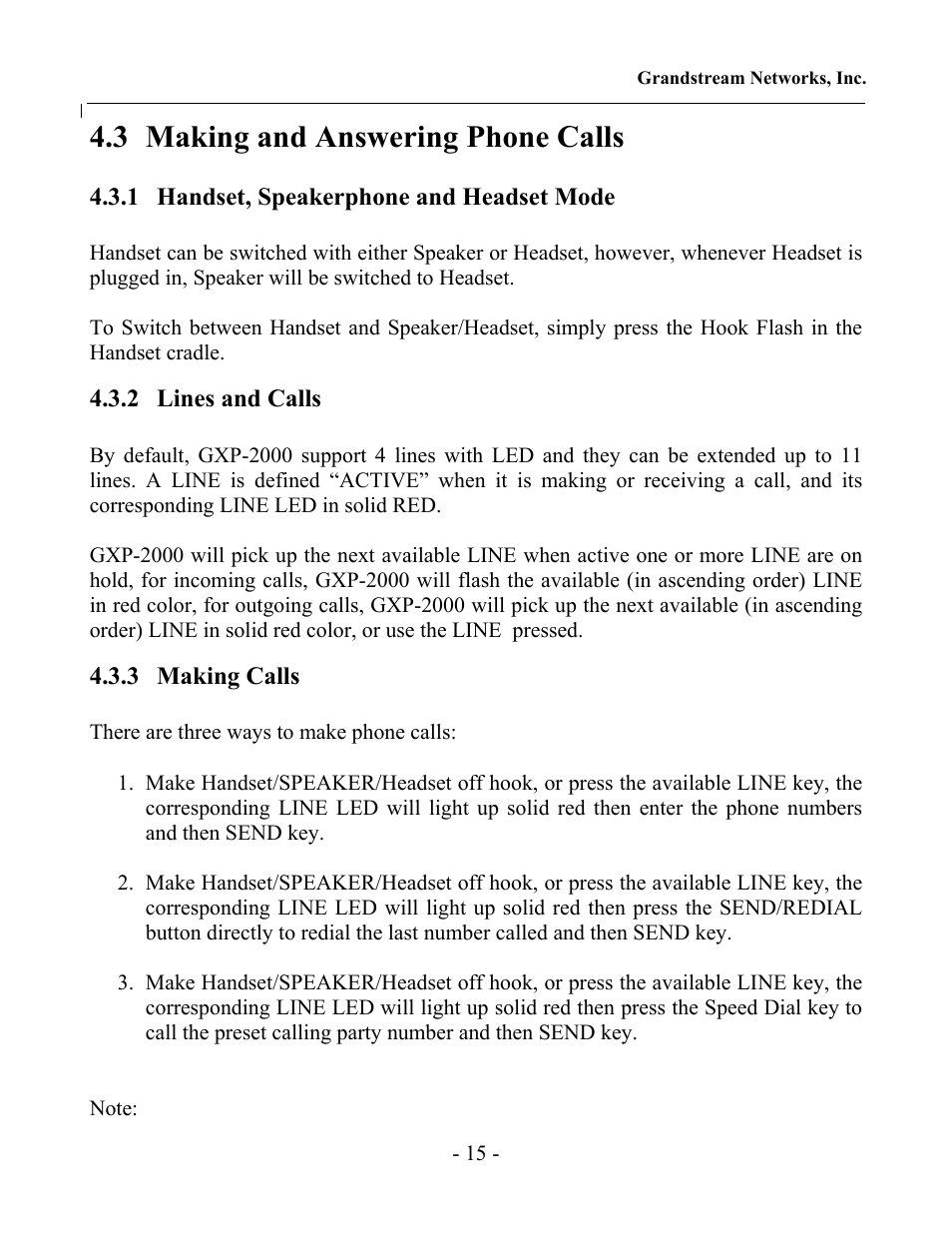 3 making and answering phone calls | Grandstream Networks GXP-2000 User Manual | Page 14 / 42