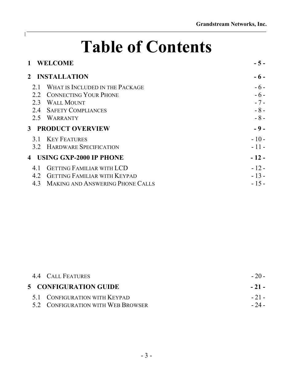 Grandstream Networks GXP-2000 User Manual | Page 2 / 42