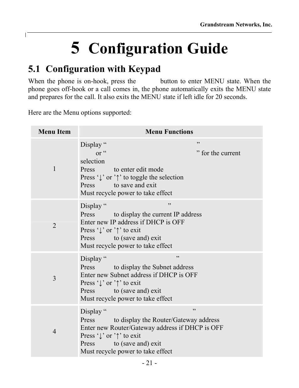 Configuration guide, 1 configuration with keypad | Grandstream Networks GXP-2000 User Manual | Page 20 / 42