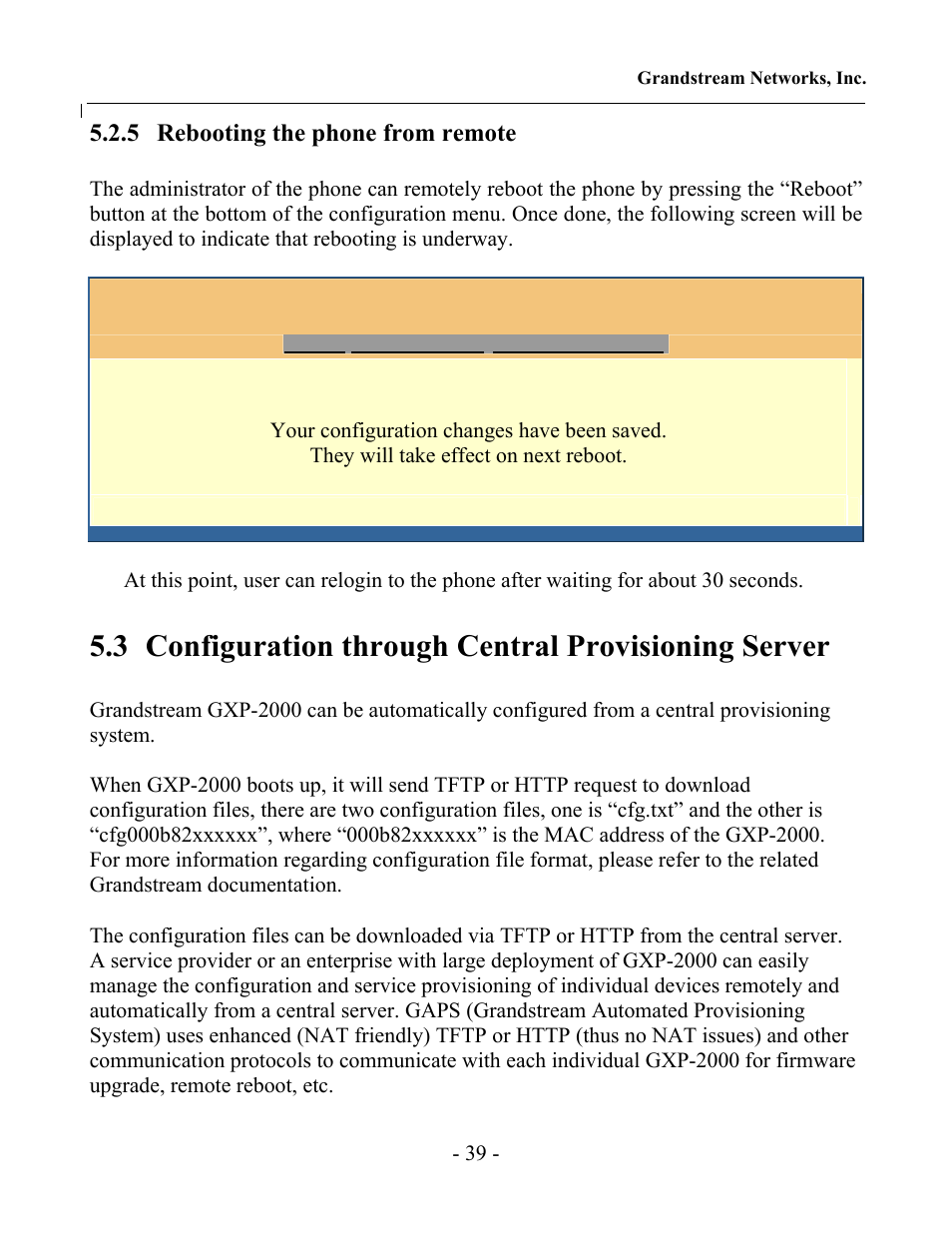 5 rebooting the phone from remote | Grandstream Networks GXP-2000 User Manual | Page 38 / 42