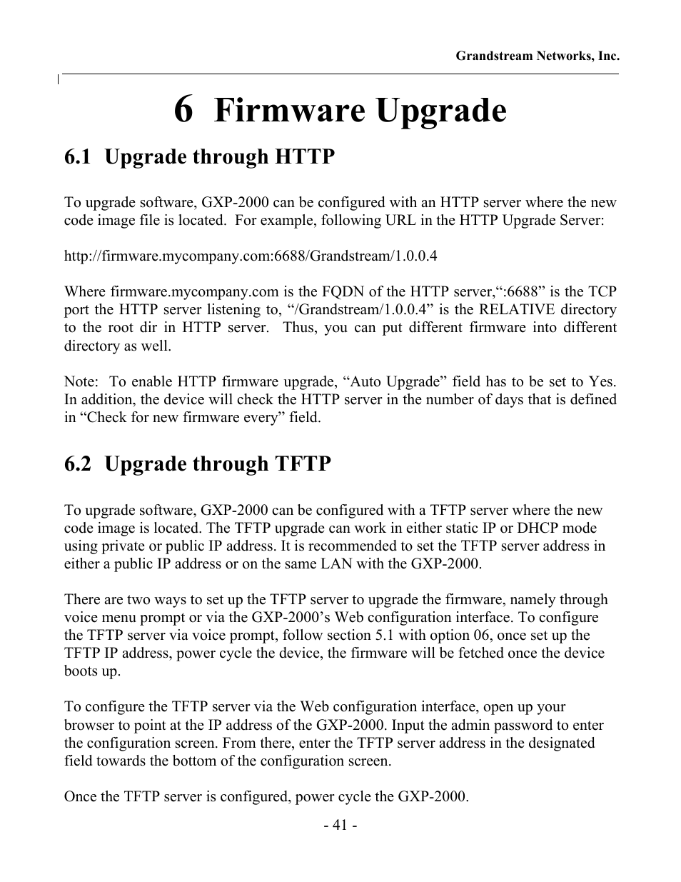 Firmware upgrade | Grandstream Networks GXP-2000 User Manual | Page 40 / 42