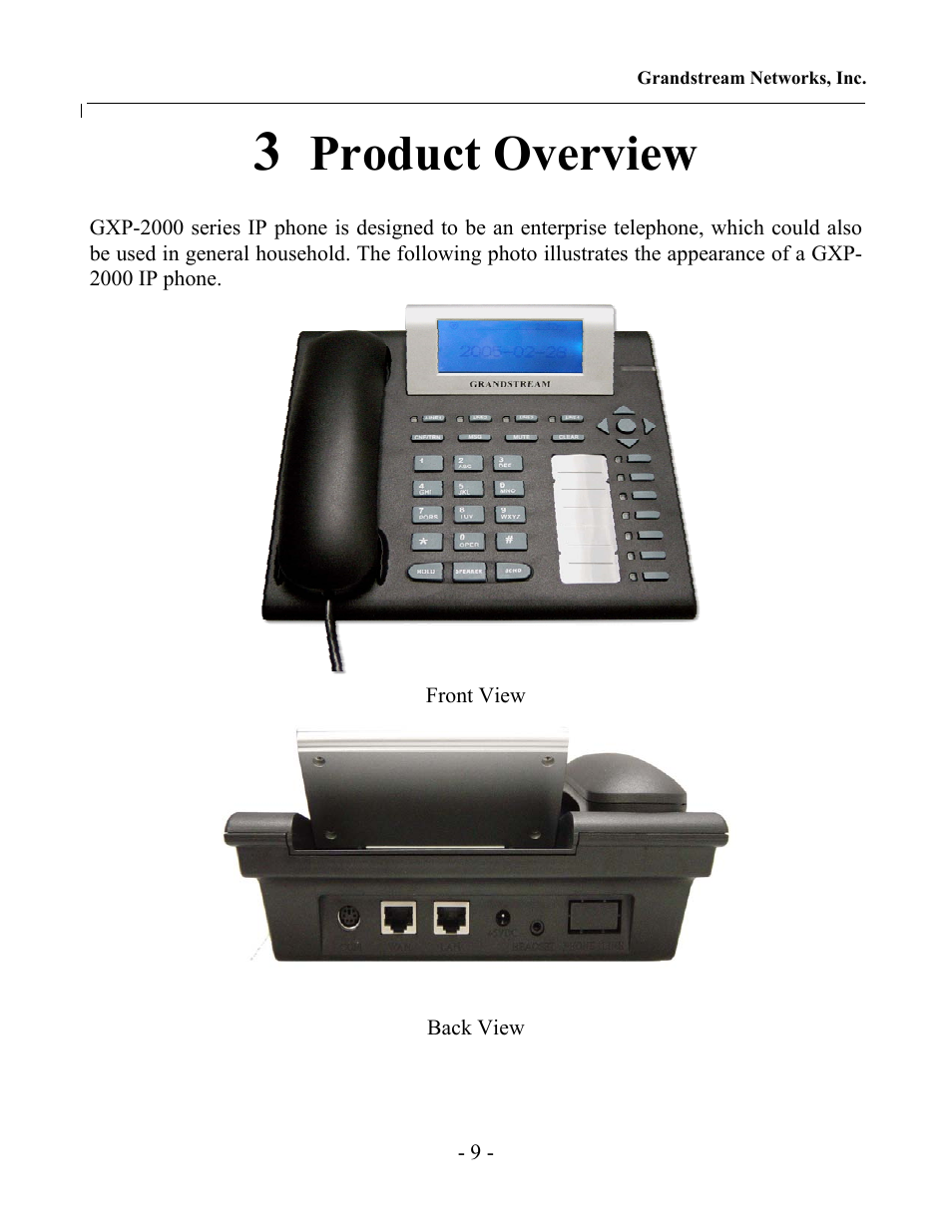 Product overview | Grandstream Networks GXP-2000 User Manual | Page 8 / 42