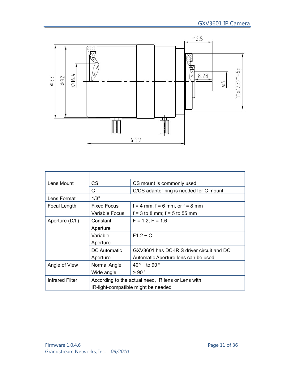 Grandstream Networks GXV3601 User Manual | Page 11 / 36