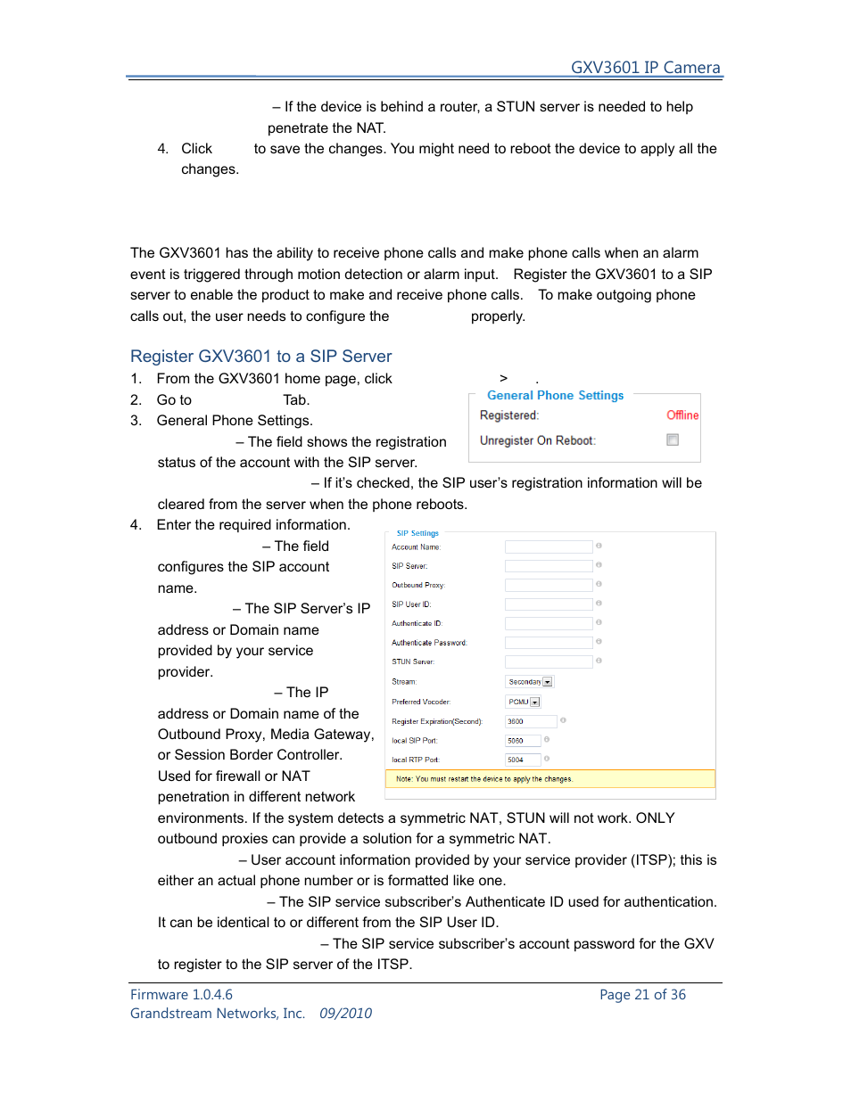 Grandstream Networks GXV3601 User Manual | Page 21 / 36